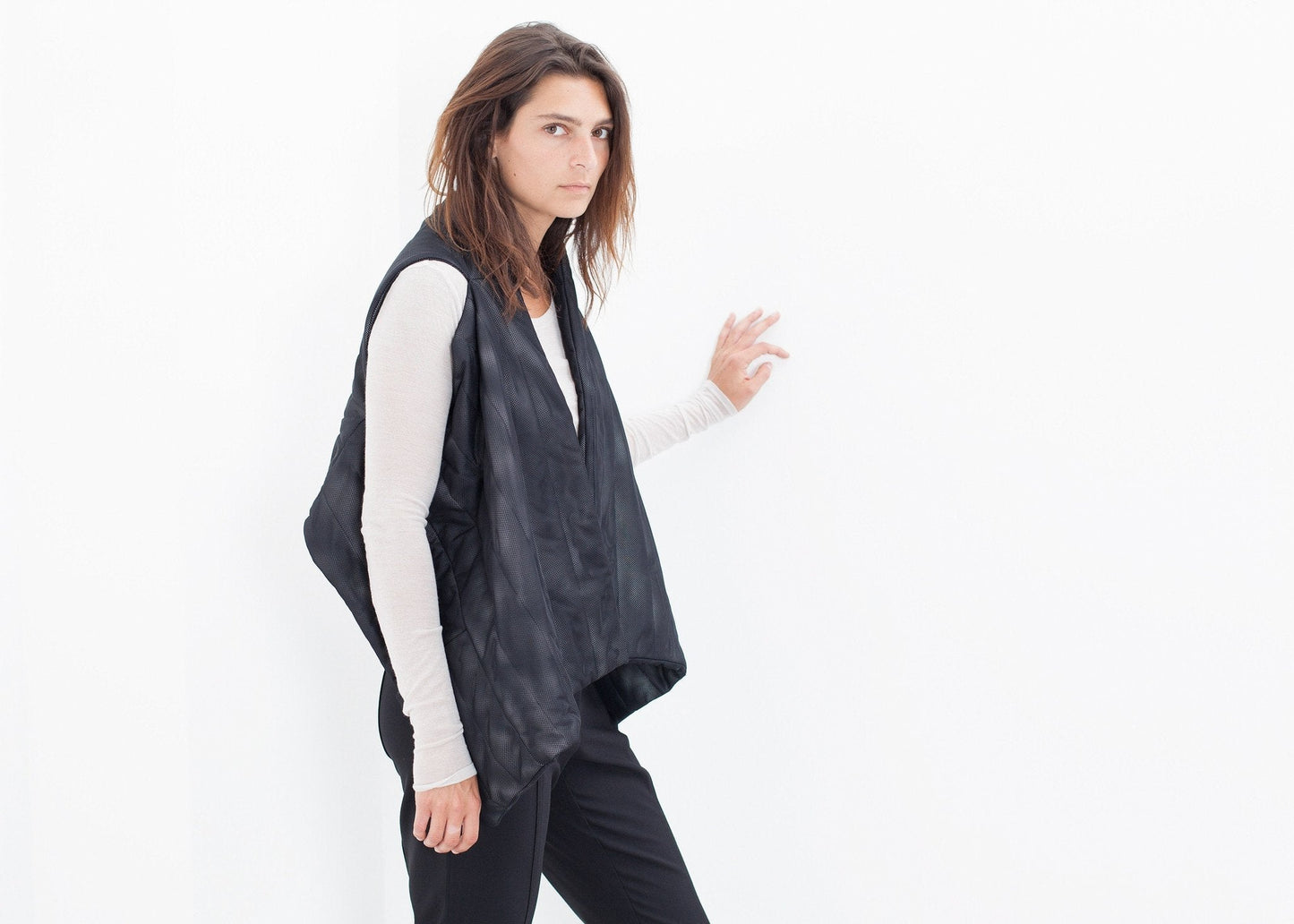 Quilted Mesh Waistcoat in Black/White - formtest11