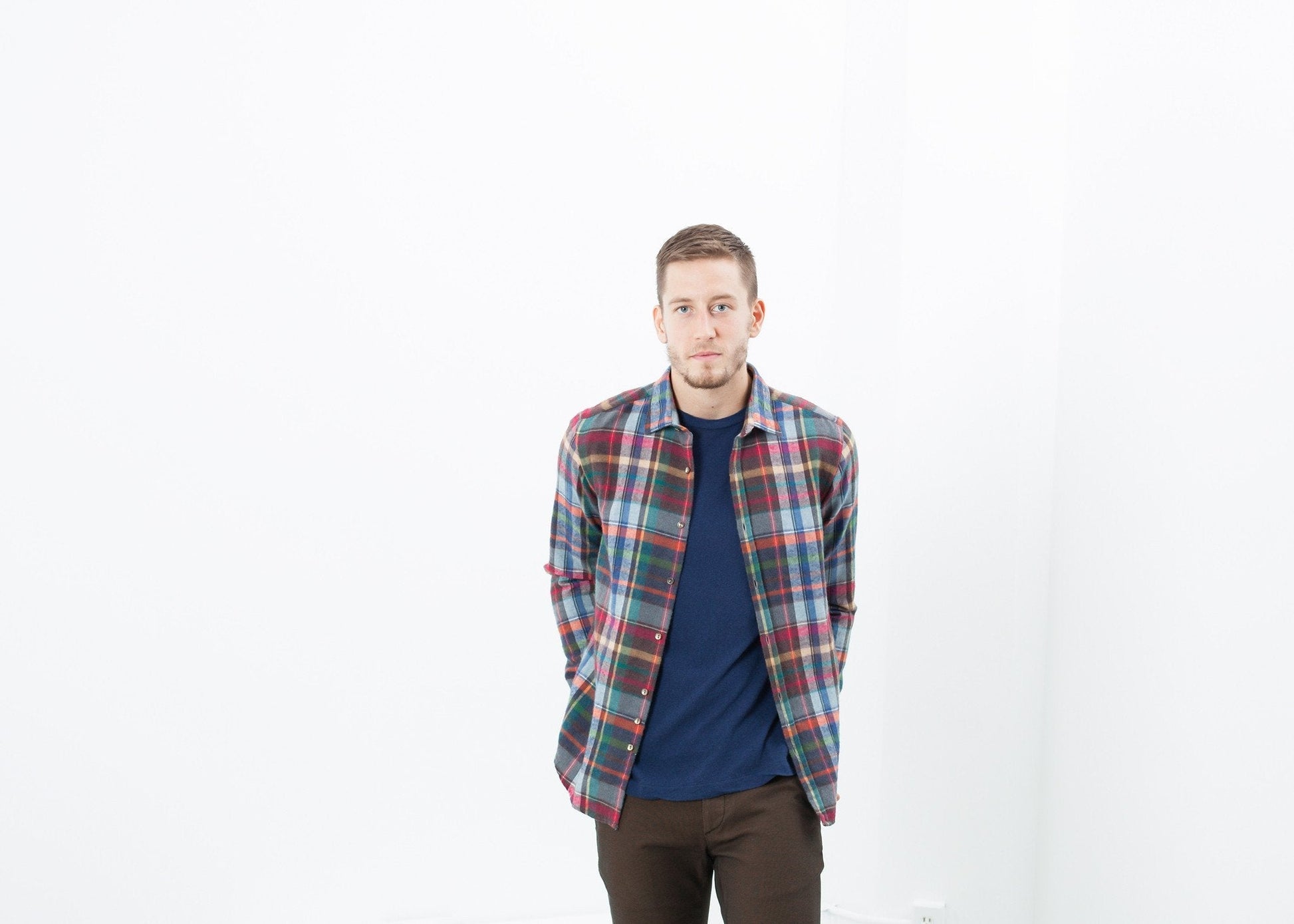 Riccardo Button-Up in Plaid Multi - formtest11