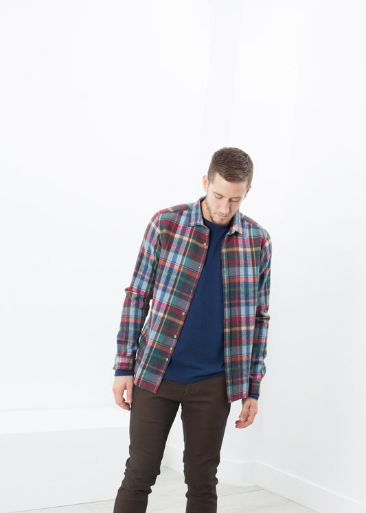 Riccardo Button-Up in Plaid Multi - formtest11