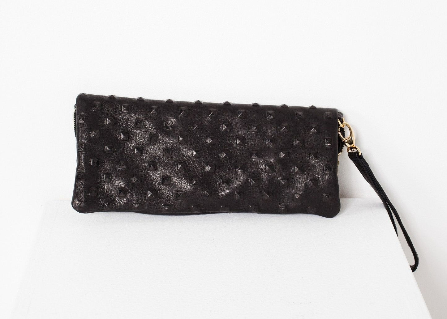 Roxanne Leather Clutch in Black - formtest11