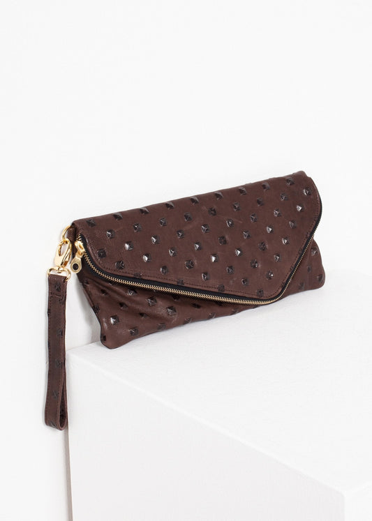 Roxanne Leather Clutch in Brown - formtest11