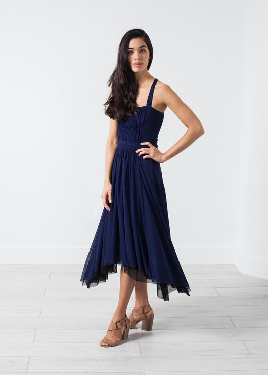 Ruched Party Dress in Navy - formtest11