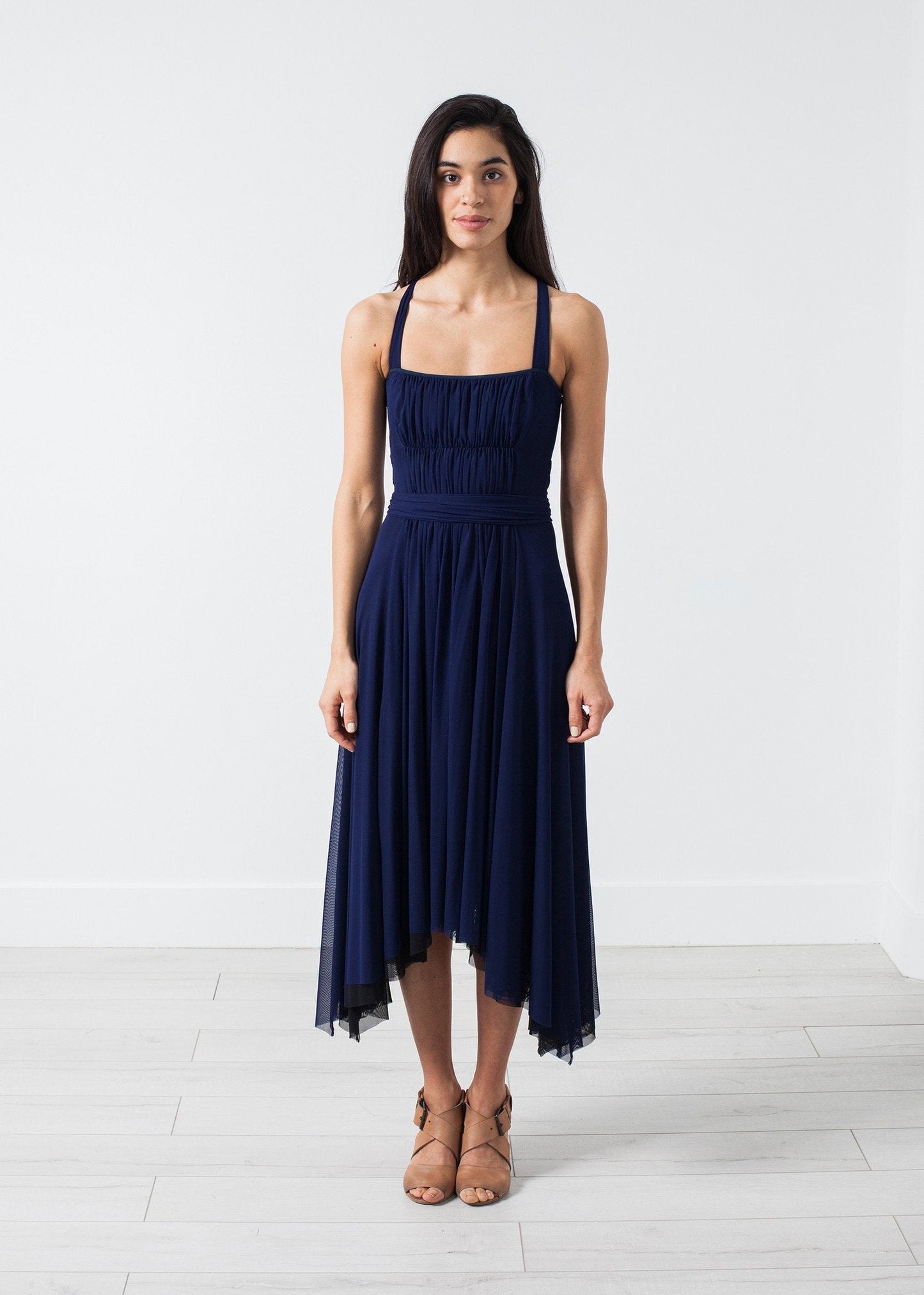 Ruched Party Dress in Navy - formtest11