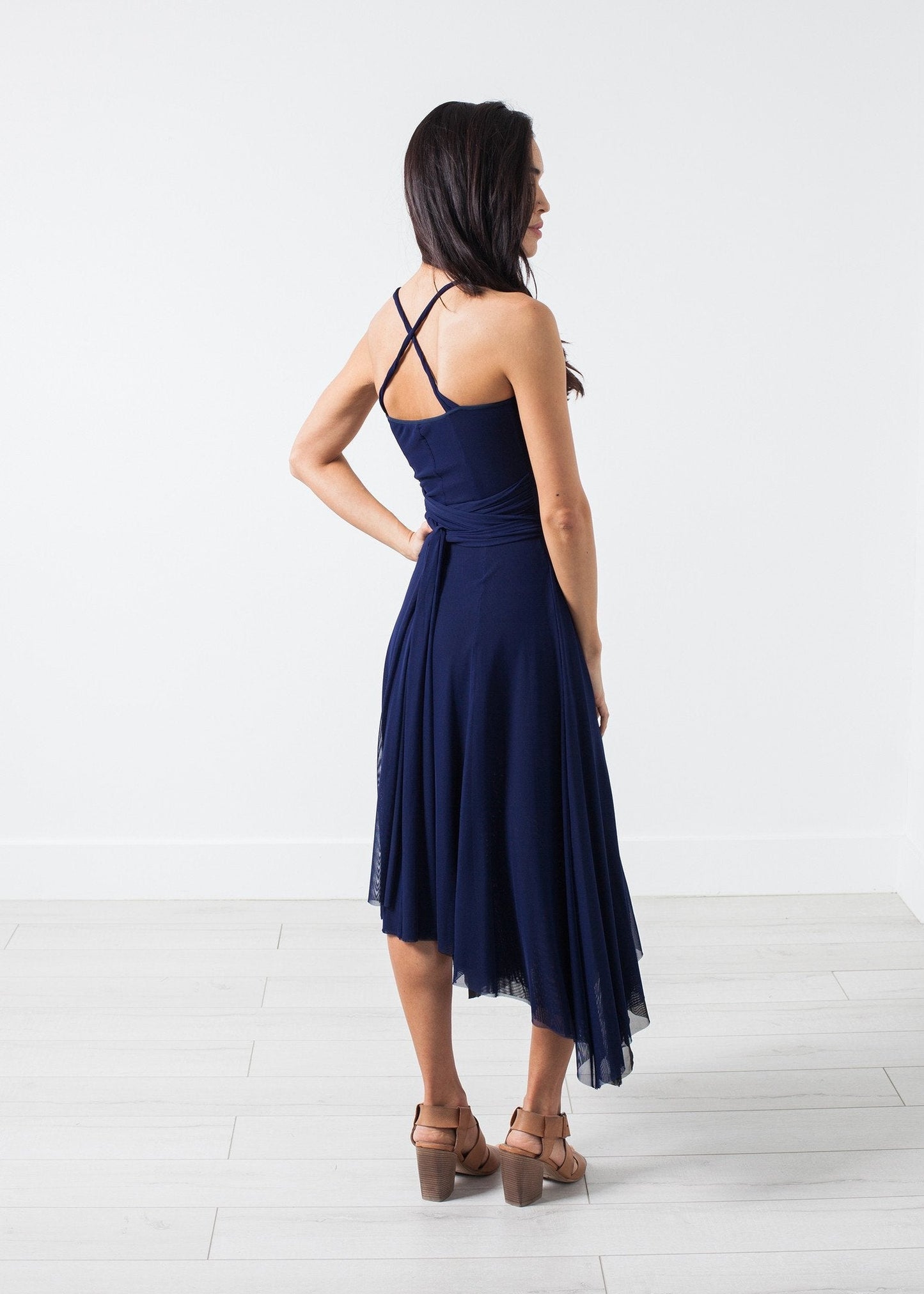 Ruched Party Dress in Navy - formtest11