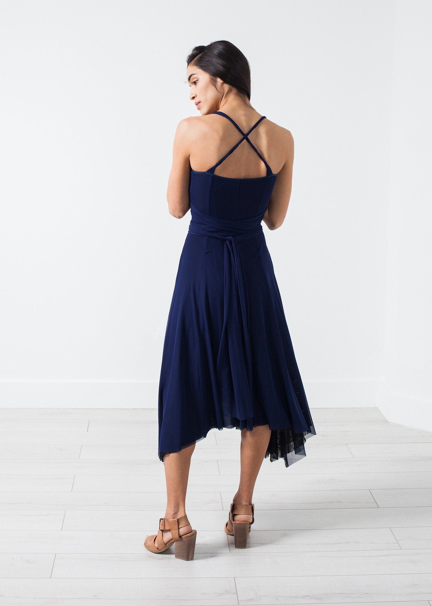 Ruched Party Dress in Navy - formtest11