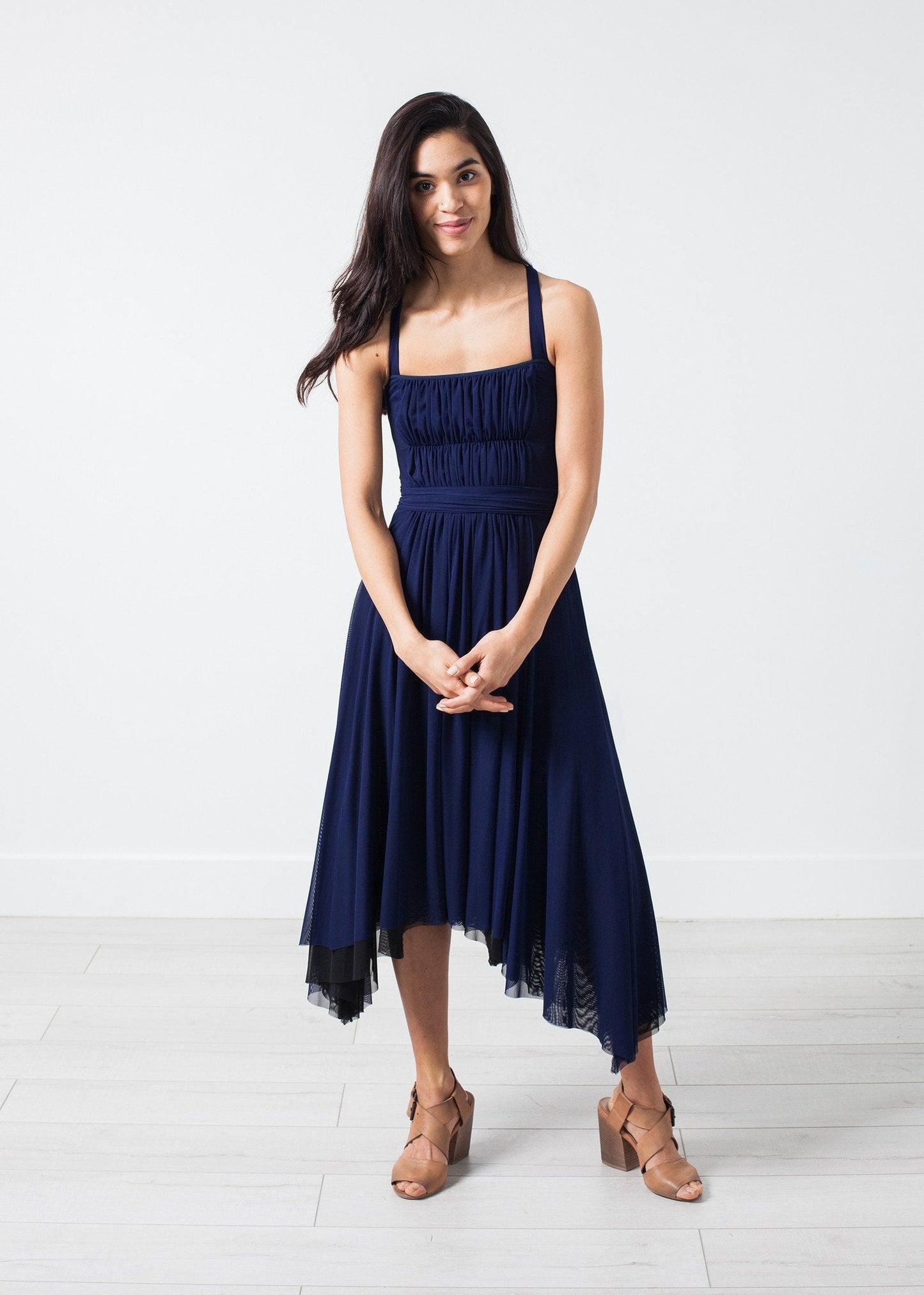 Ruched Party Dress in Navy - formtest11