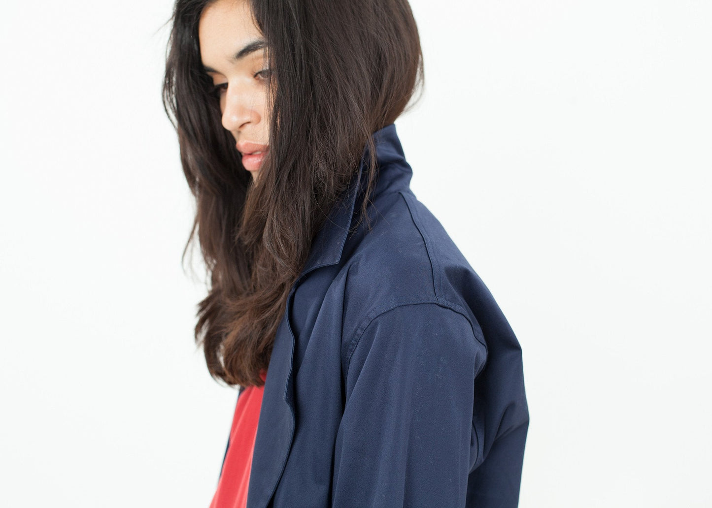 Sateen Trench in Navy - formtest11