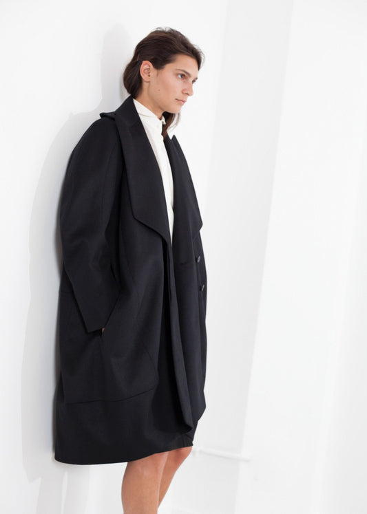 Shahmeena Cocoon Coat in Black - formtest11