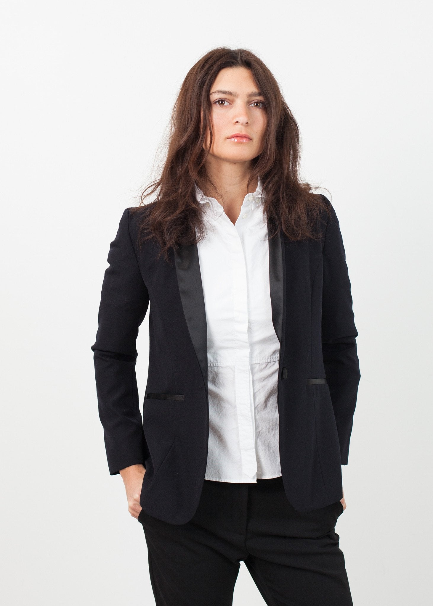 Shawl Collar Blazer in Black - formtest11