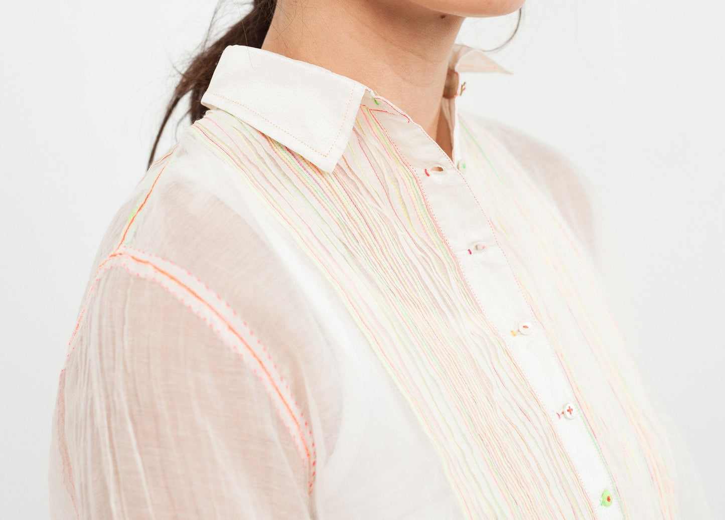 Sheer Rainbow Blouse in White - formtest11