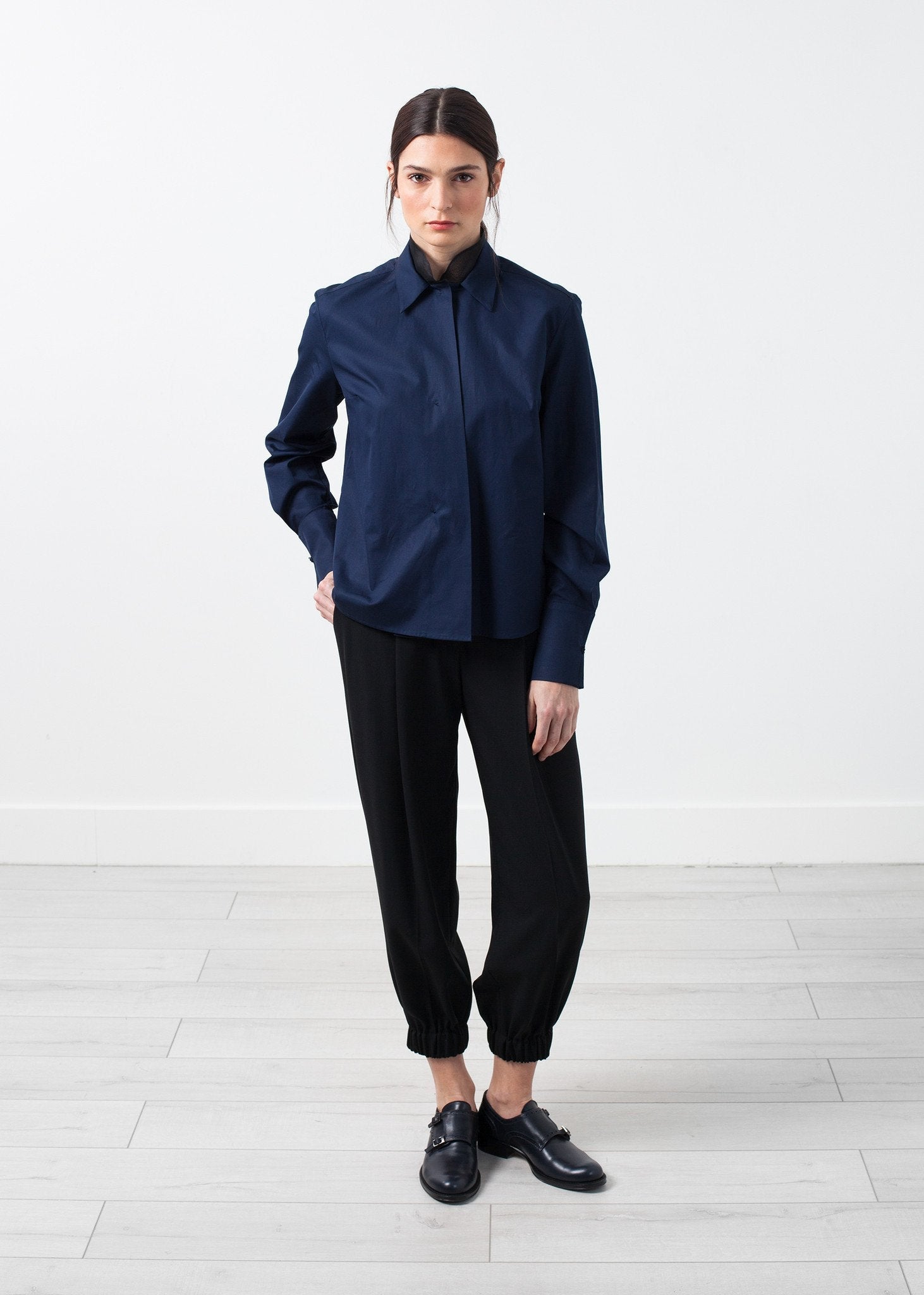 Sheer Silk Collar Button Up - formtest11