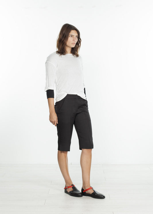 Square Stitch Knee Short in Black - formtest11