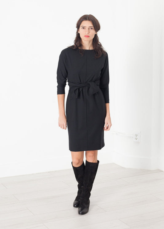 Tie Waist Dress in Black - formtest11