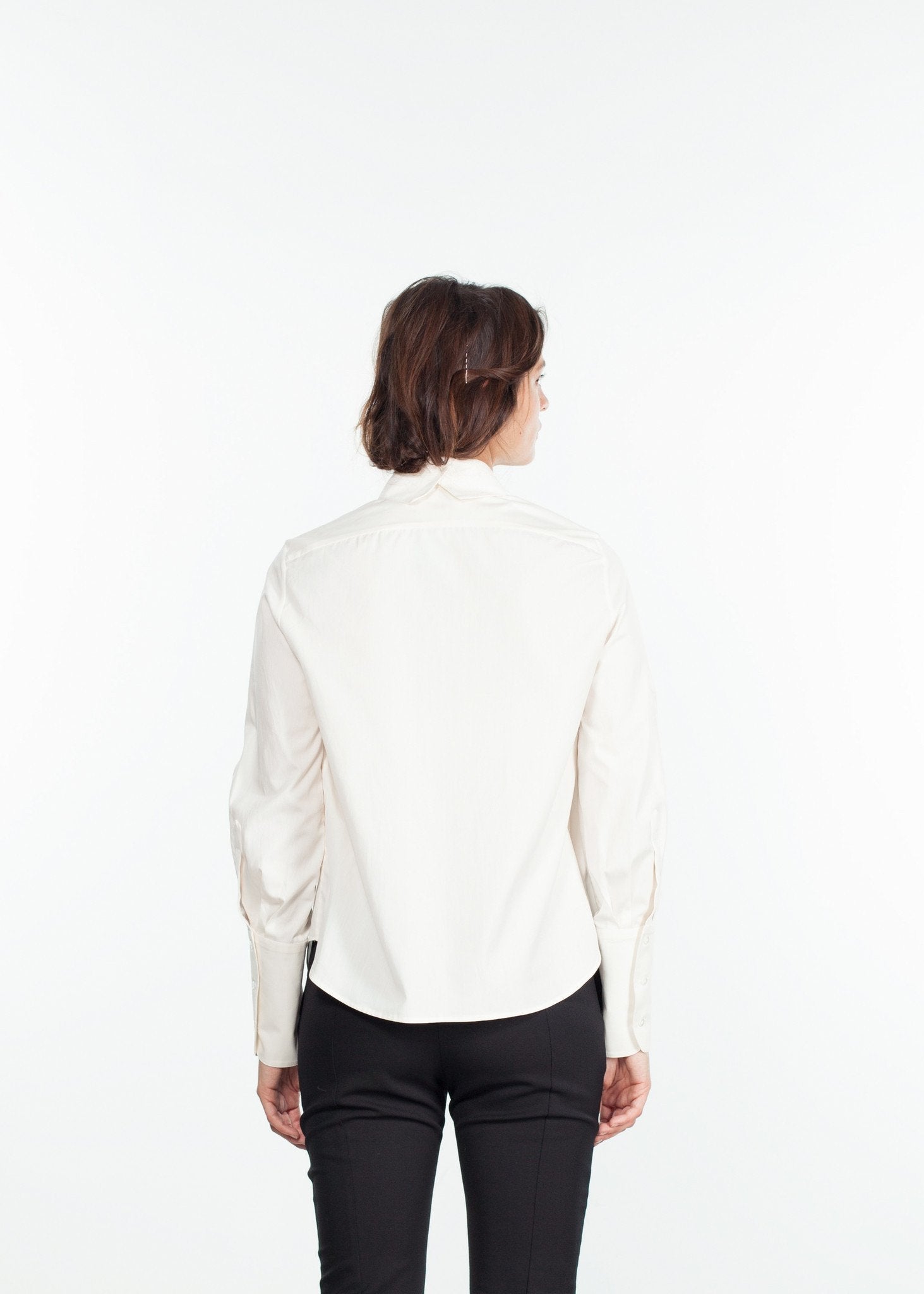 Trim Collar Poplin Blouse in Off White - formtest11