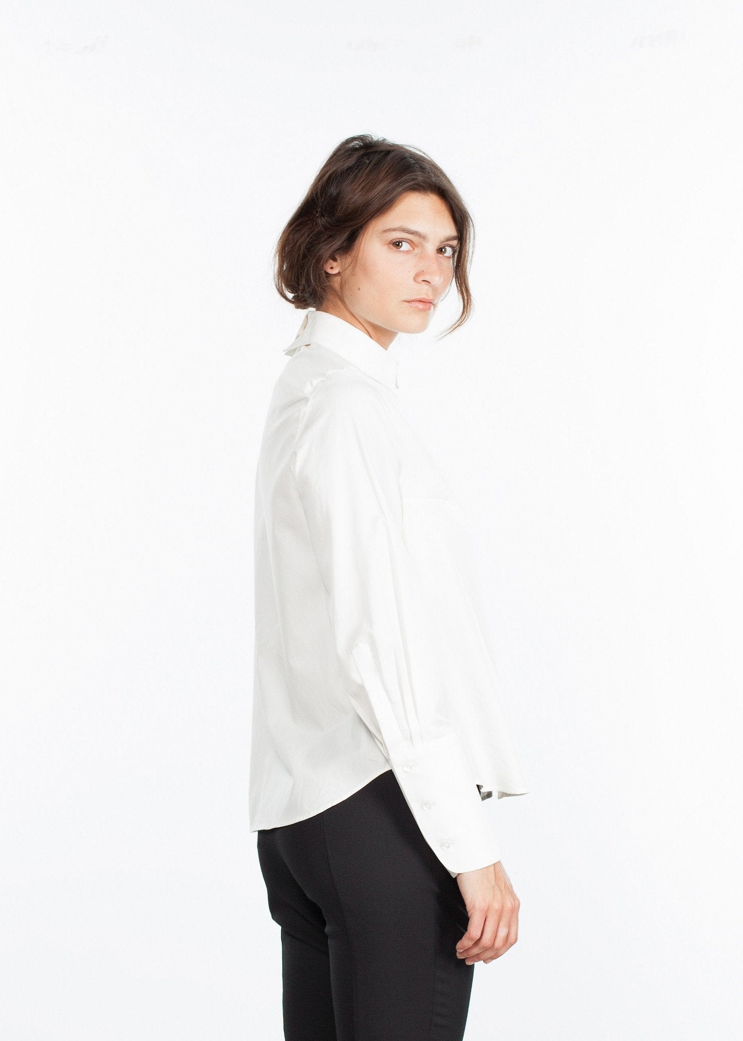 Trim Collar Poplin Blouse in Off White - formtest11