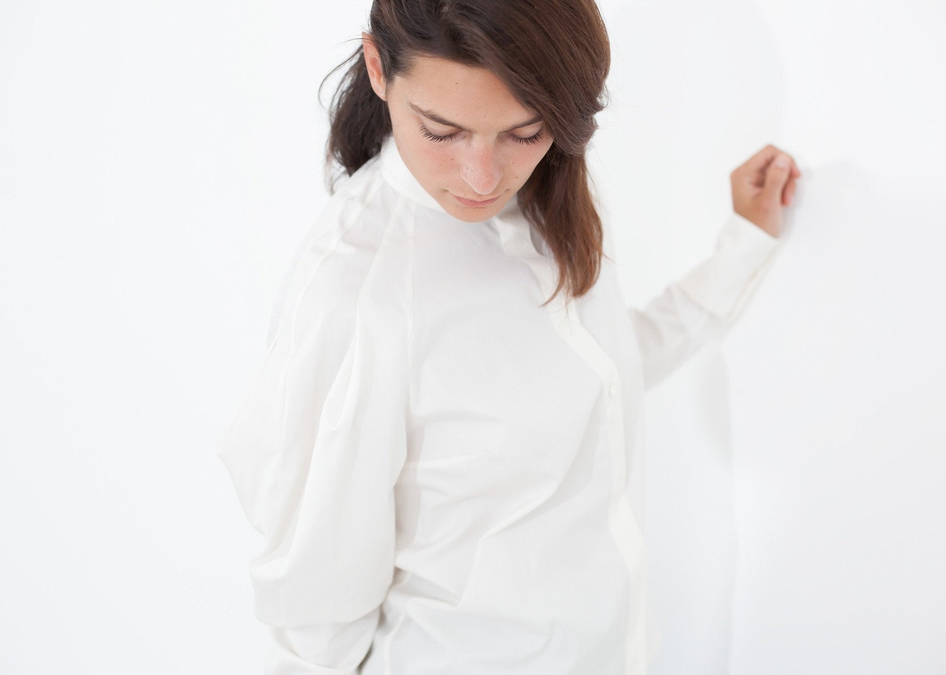 Trim Collar Poplin Blouse in Off White - formtest11