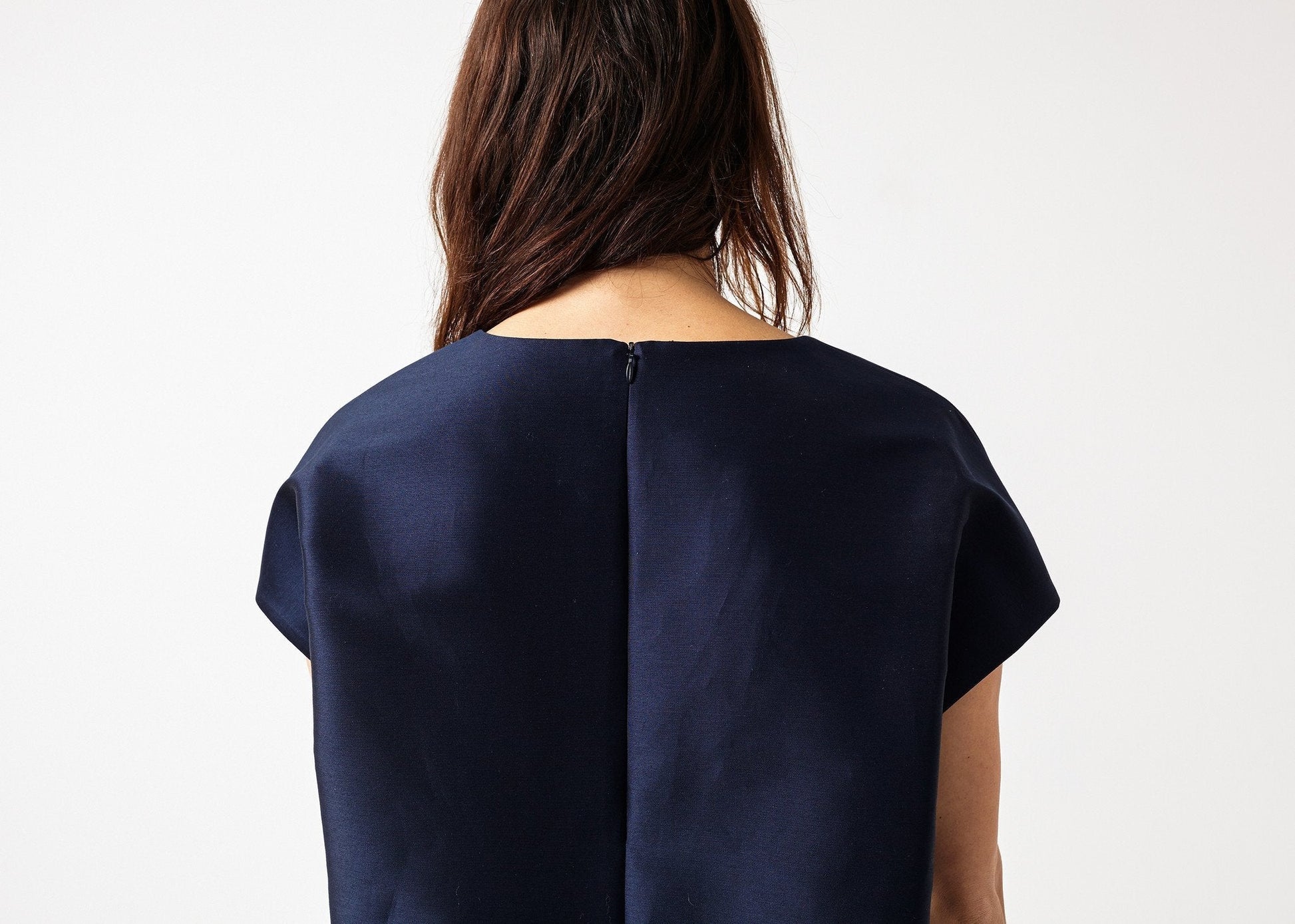 Tucked Sleeve Blouse in Navy - formtest11