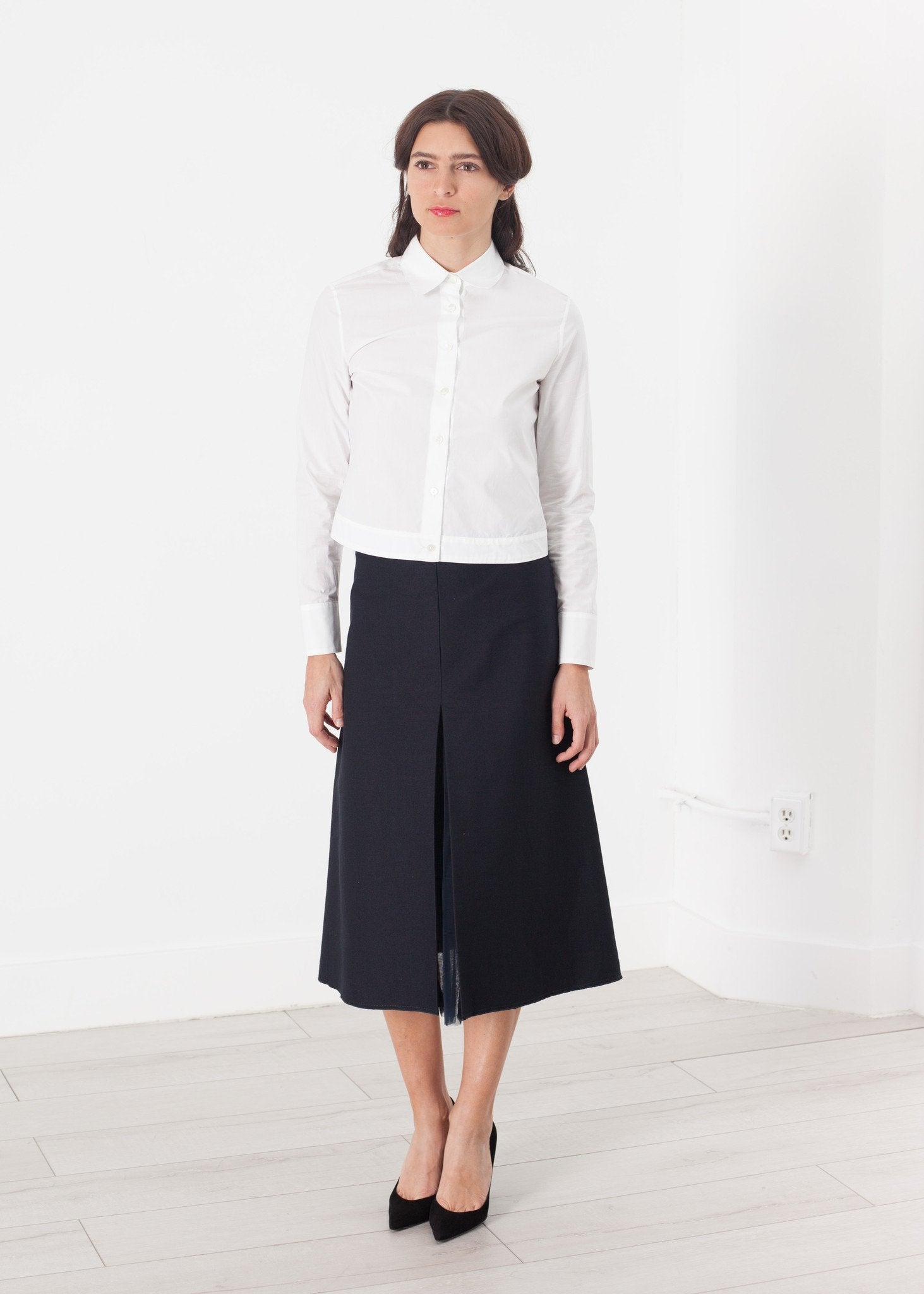 Tulle Pleat Skirt in Navy - formtest11