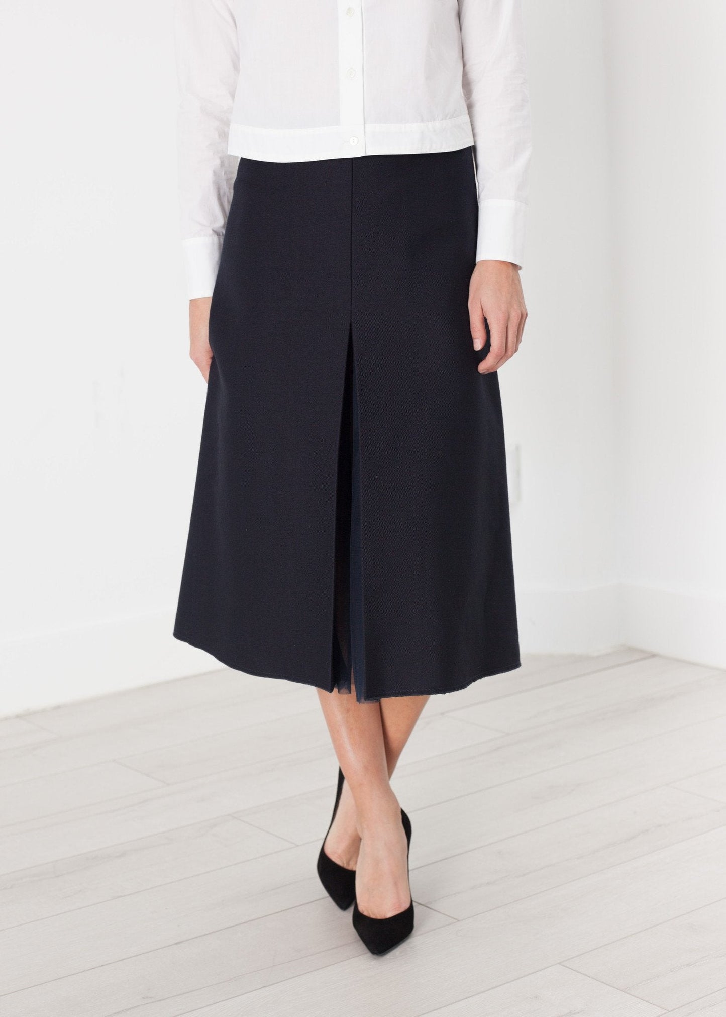 Tulle Pleat Skirt in Navy - formtest11