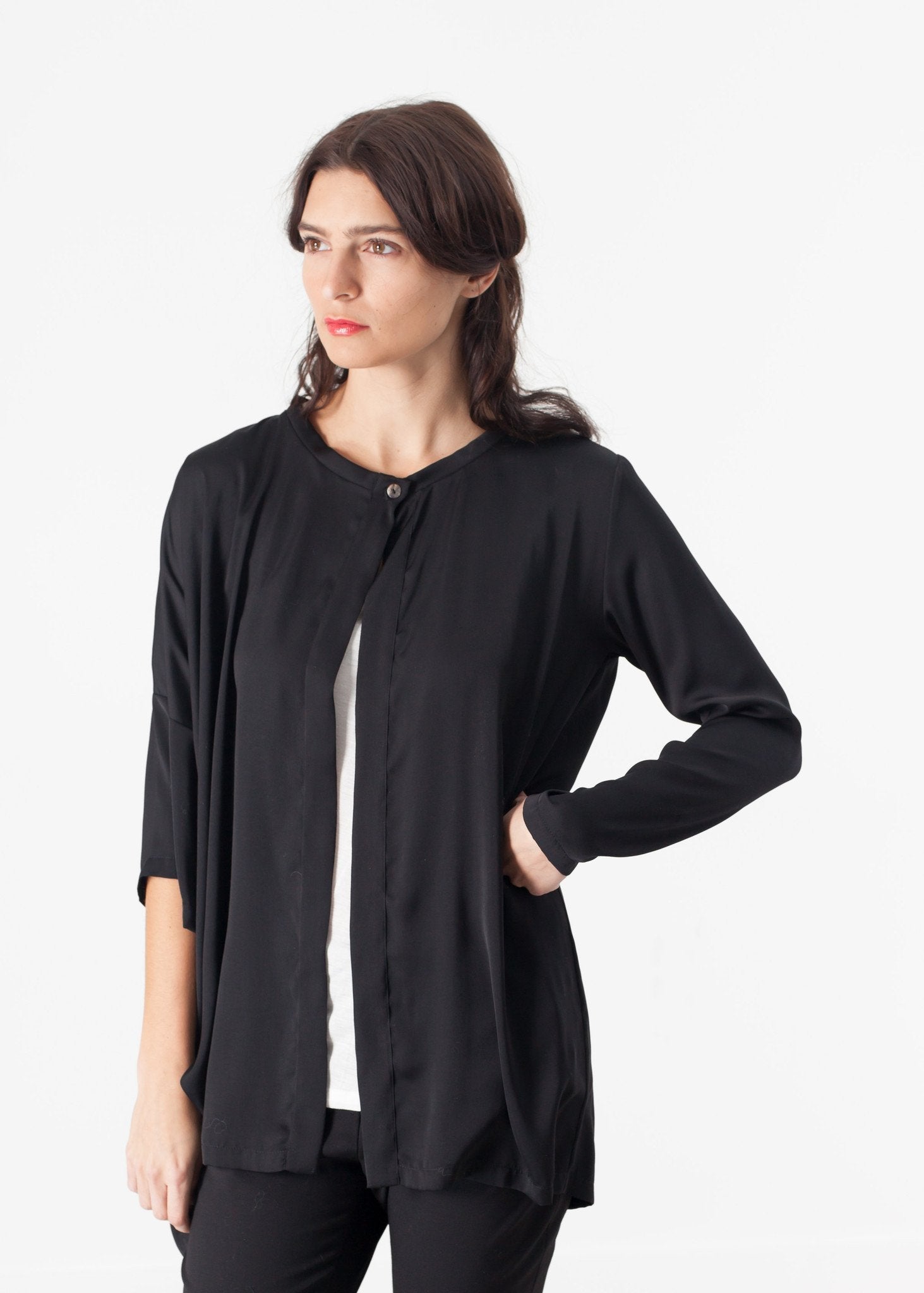 Unbalanced Cardigan in Black - formtest11