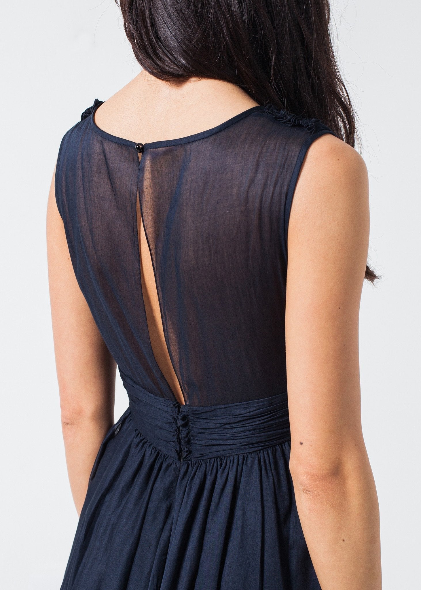 Voile V-Neck Dress in Navy - formtest11